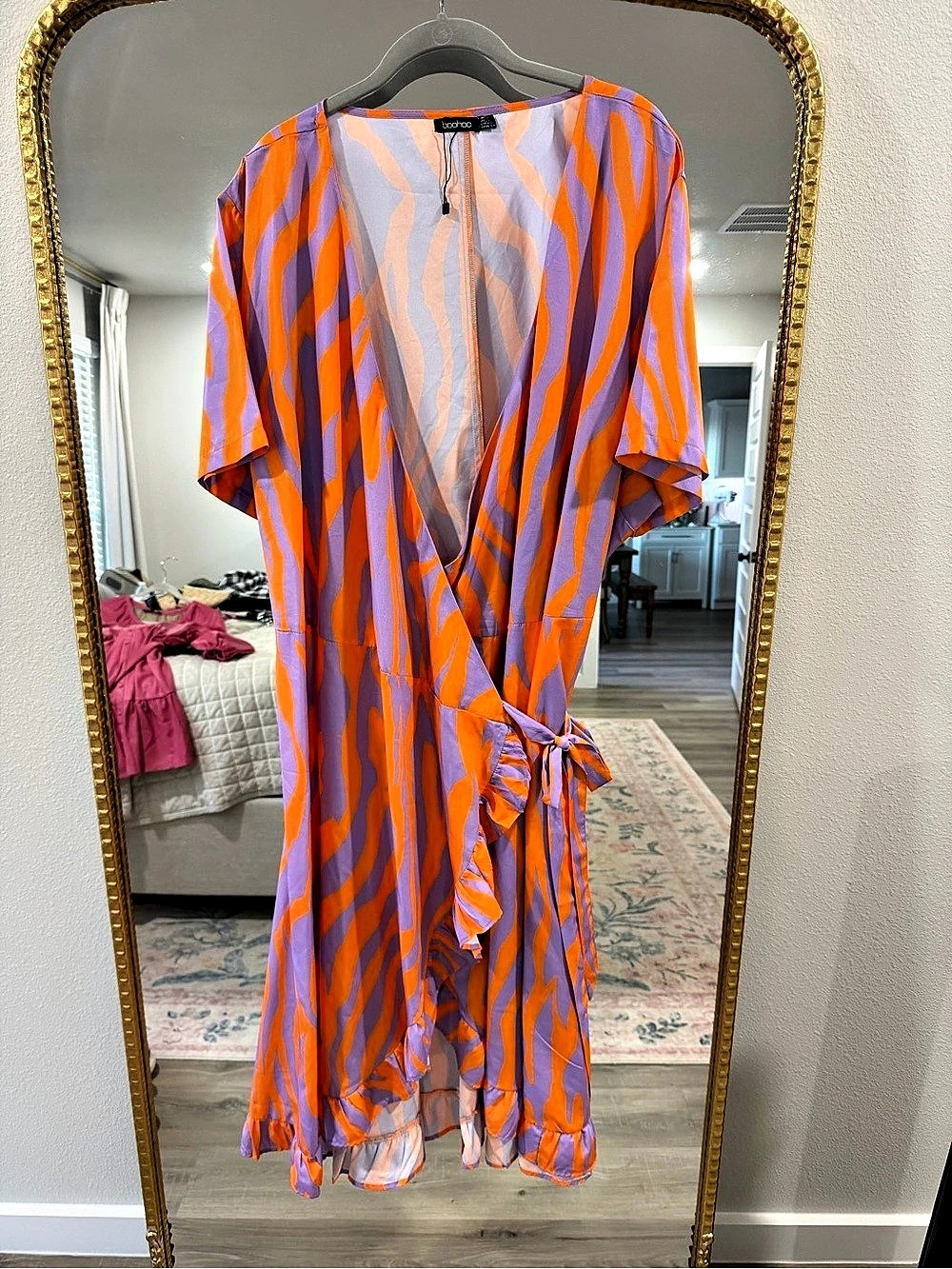 boohoo Zebra Print Wrap Midi Dress